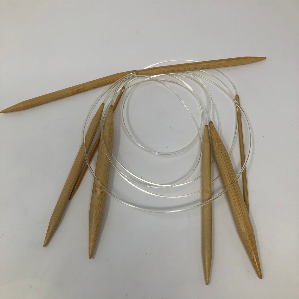 Clover Takumi Bamboo Circular Knitting Needles Lot US 4 11 17 Natural Cord 4pc